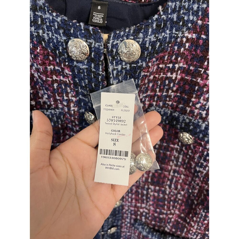White House Black Market Tweed Stylist Jacket in Hollyhock Combo Size 8 - NWT - Picture 5 of 8